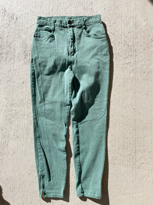 Vintage Republic Green Zipper Ankle Jeans (28)