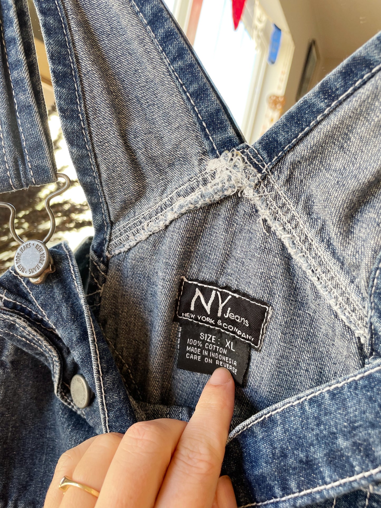 Vintage NY Dark Wash Shortalls (XL)