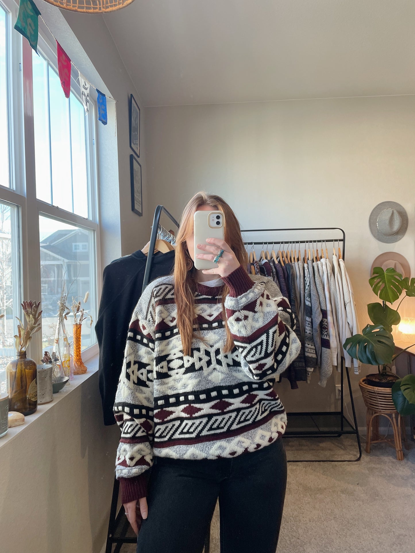 Vintage Expressions Patterned Sweater (M)