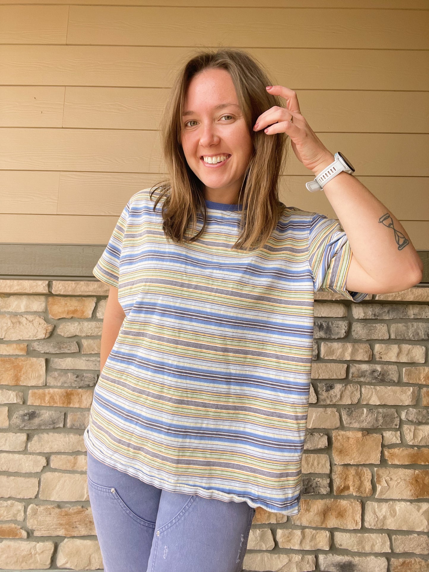 Vintage Land's End Striped Tee (L)