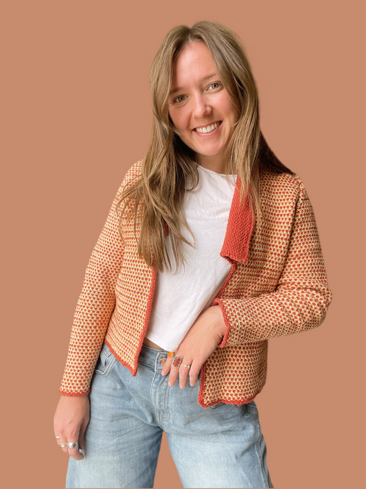 Handknit Orange Cardi (S)
