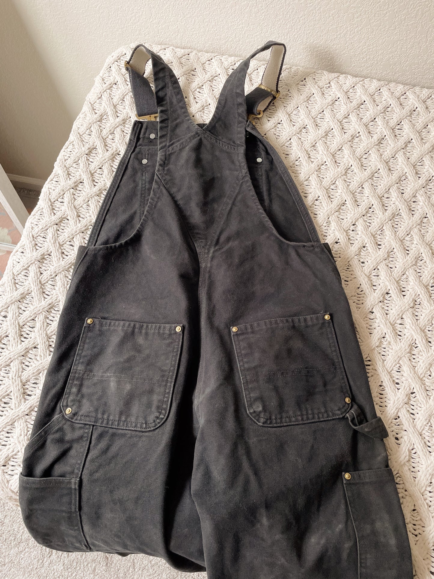 Carhartt Black Double Knee Zip Pocket Overalls (M)