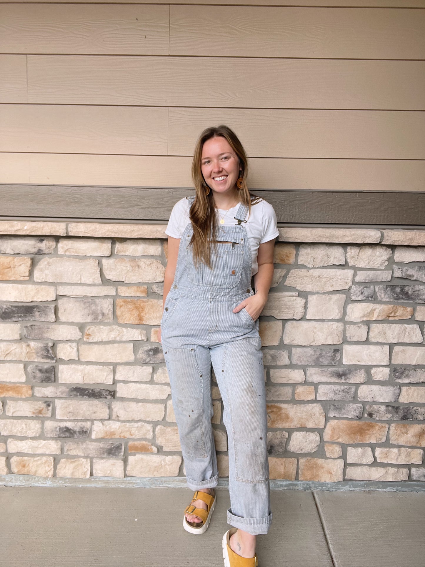 Carhartt Distressed Striped Overalls (Women's S)