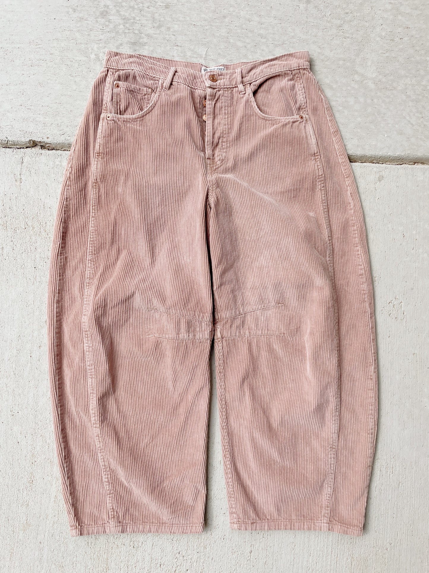 Free People Good Luck Corduroy Barrel Jeans (31)