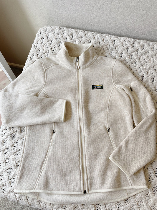 LL Bean Cream Zip Up Fleece (M)