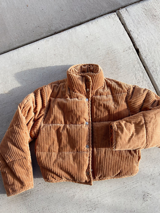 Urban Outfitters Corduroy Cropped Puffer Jacket (S)