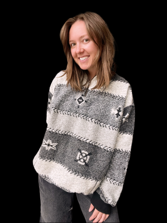 Vintage Wool Blend 1/4 Zip Pullover (L)