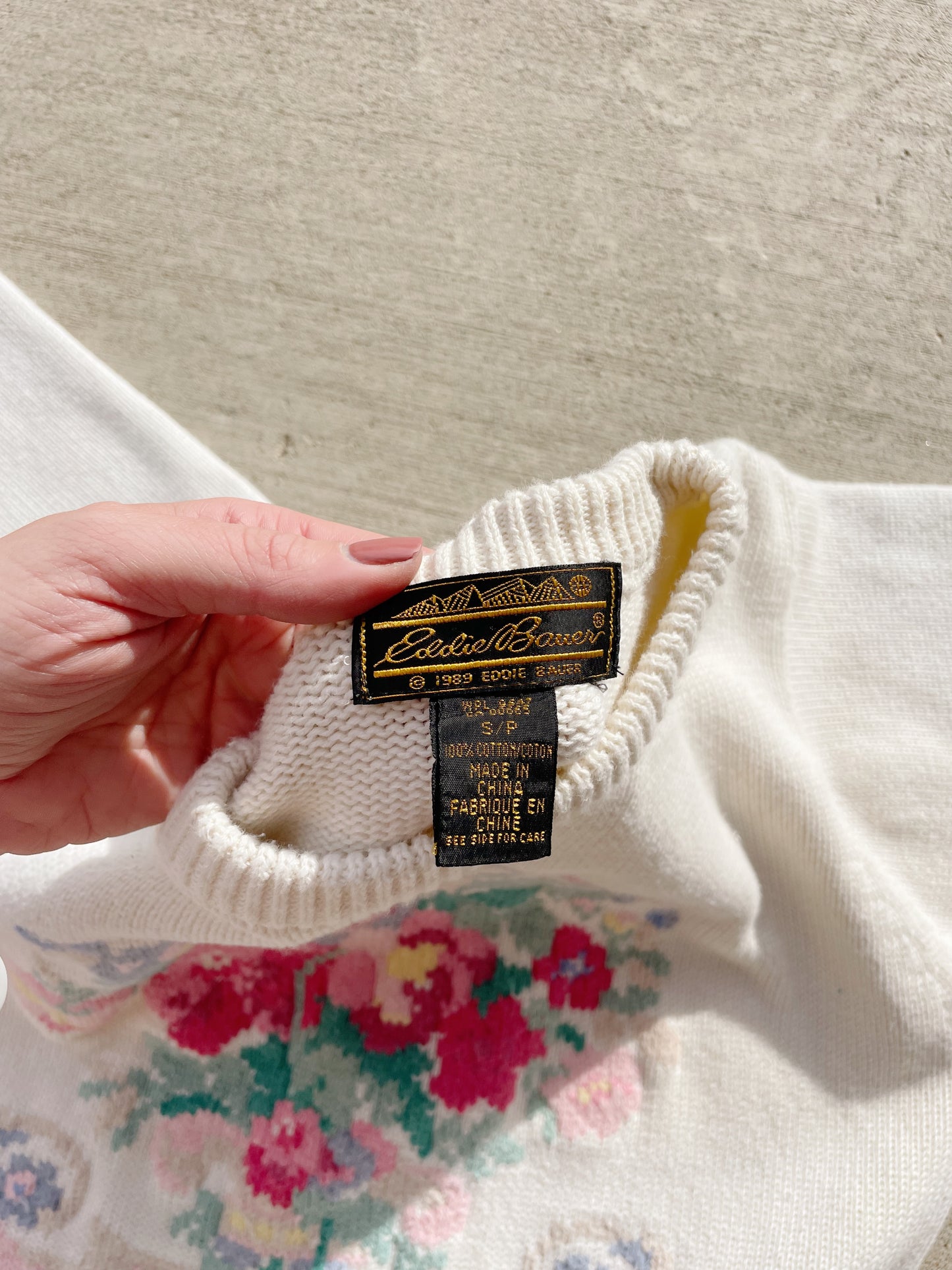 Vintage 1989 Eddie Bauer Flower Sweater (S)