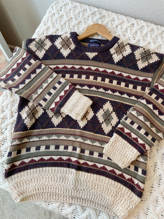 Vintage Gant Patterned Sweater (S)