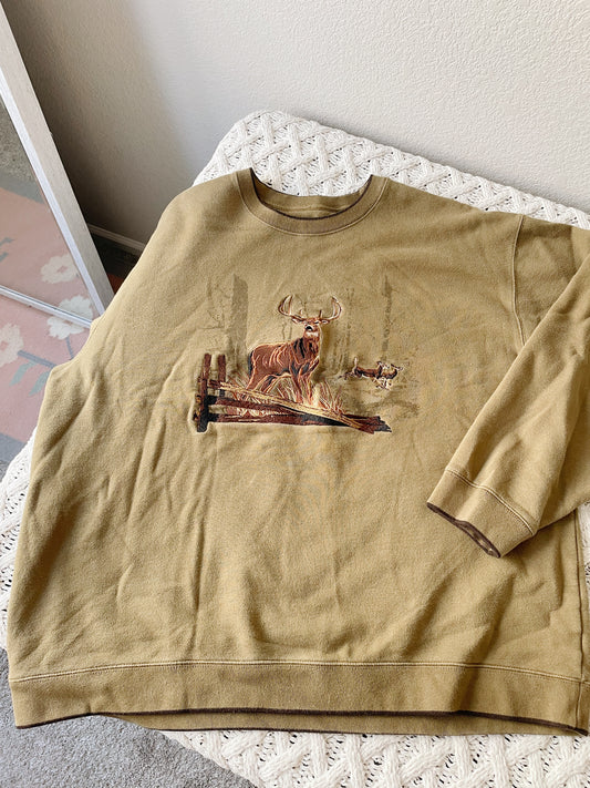 Embroidered Deer Crewneck (XXL)