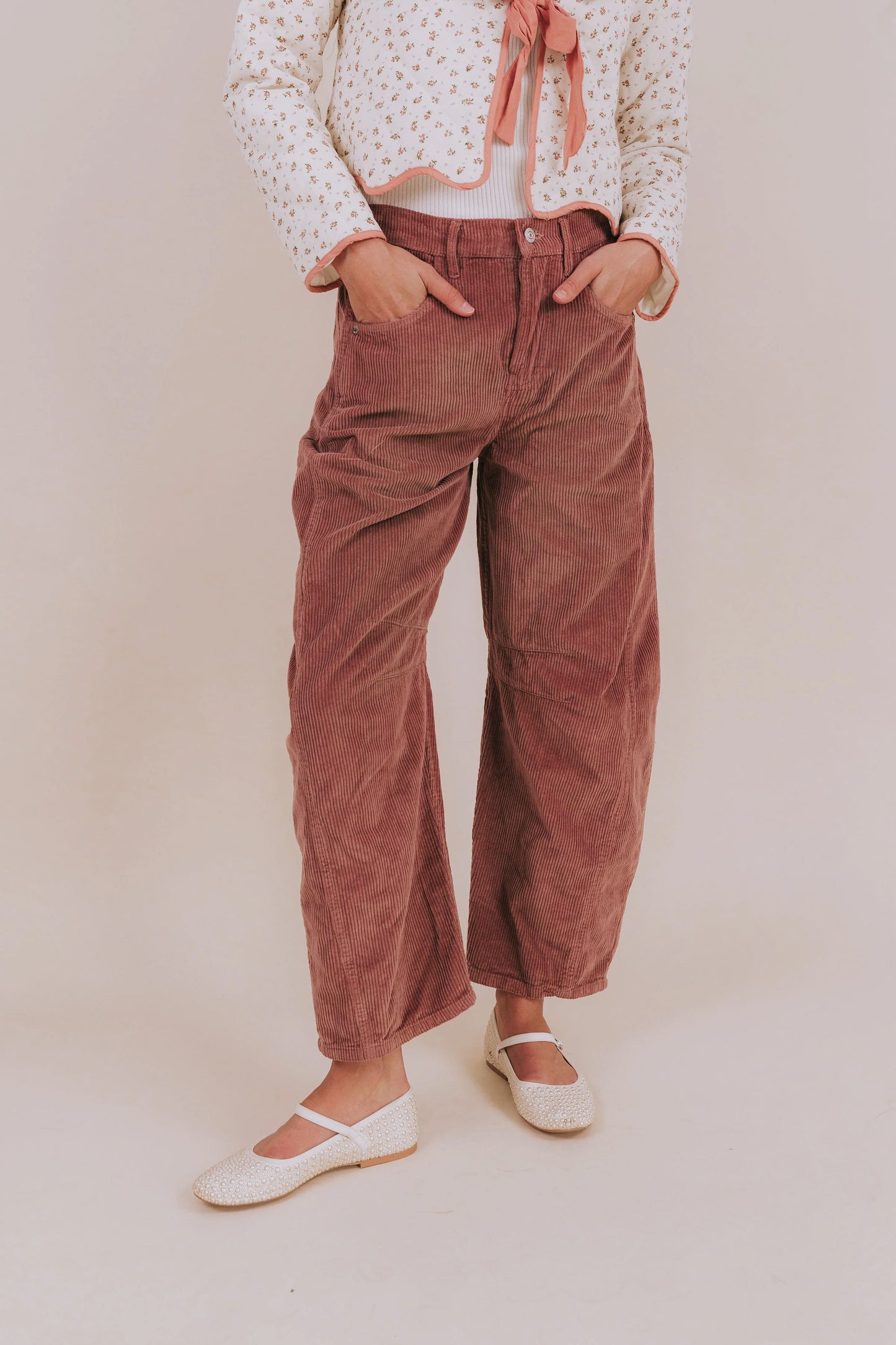 Free People Good Luck Corduroy Barrel Jeans (31)