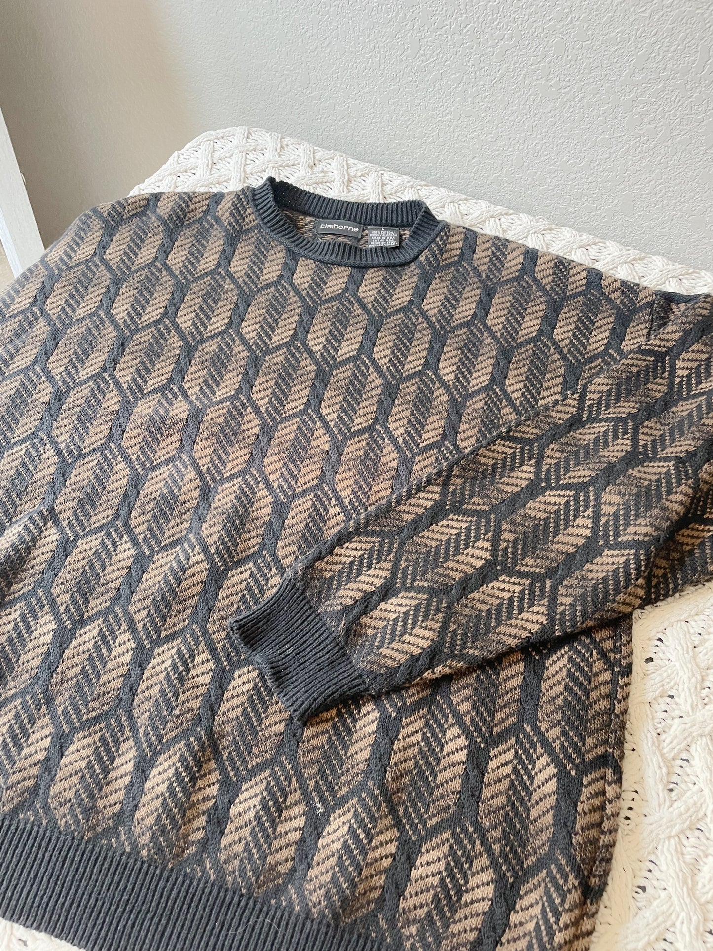 Vintage Claiborne Patterned Sweater (XL)