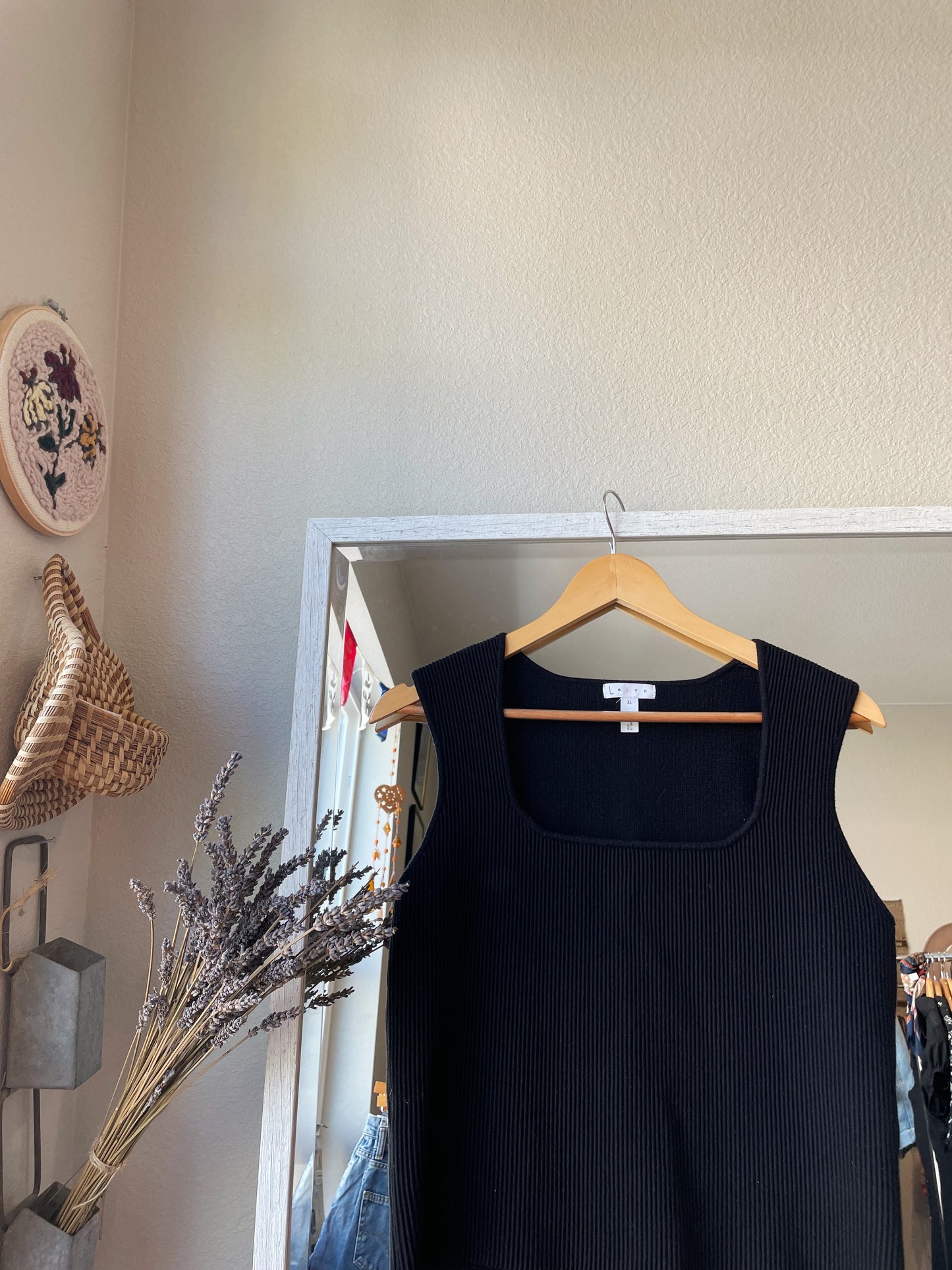 Leith Black Ribbed Tank (L)