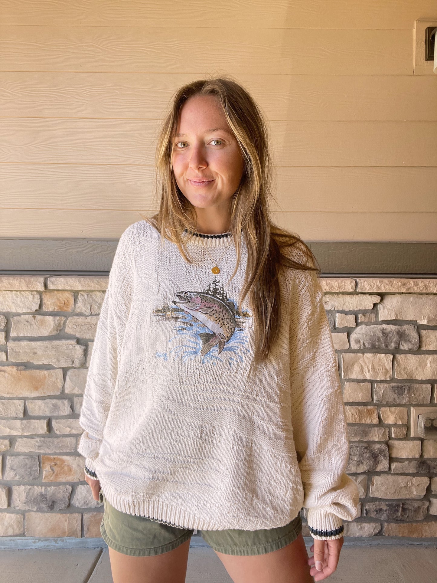 Vintage Trout Fish Sweater (L)