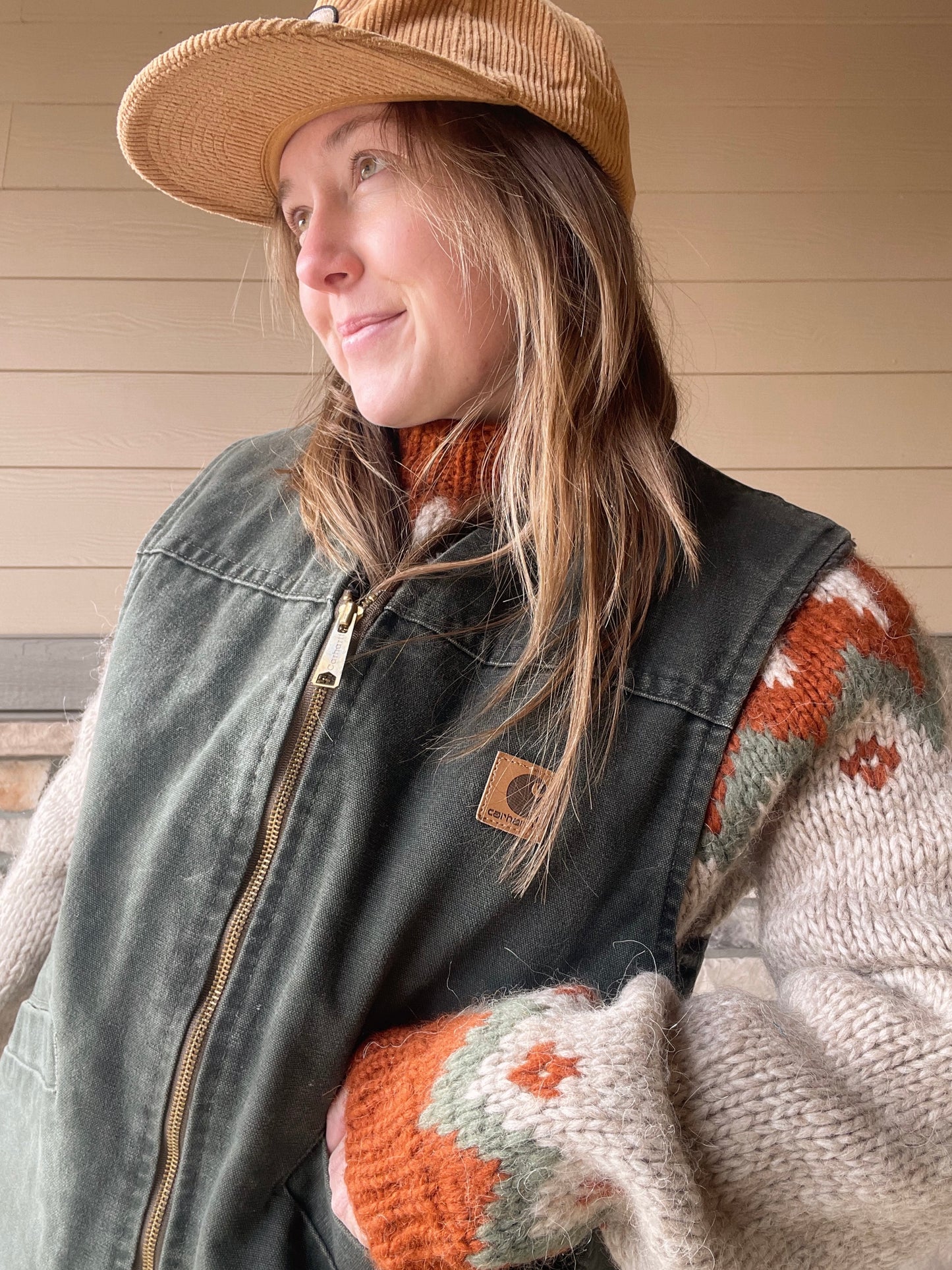 Vintage Carhartt Moss Green Canvas Vest (M)