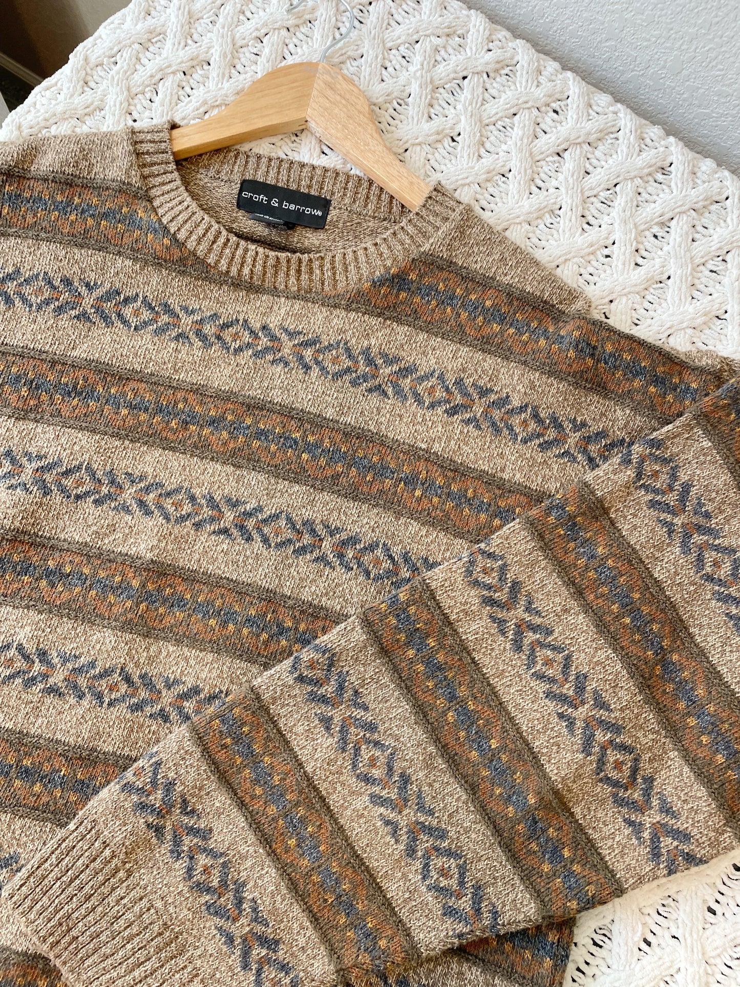 Vintage Neutrals Patterned Sweater (L)