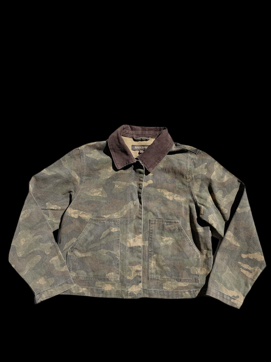 Camo Detroit Style Jacket w/ Corduroy Collar (L)