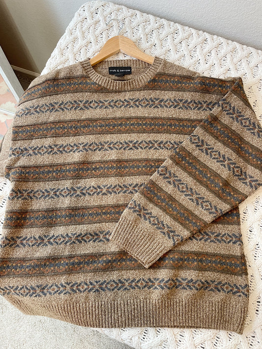 Vintage Neutrals Patterned Sweater (L)