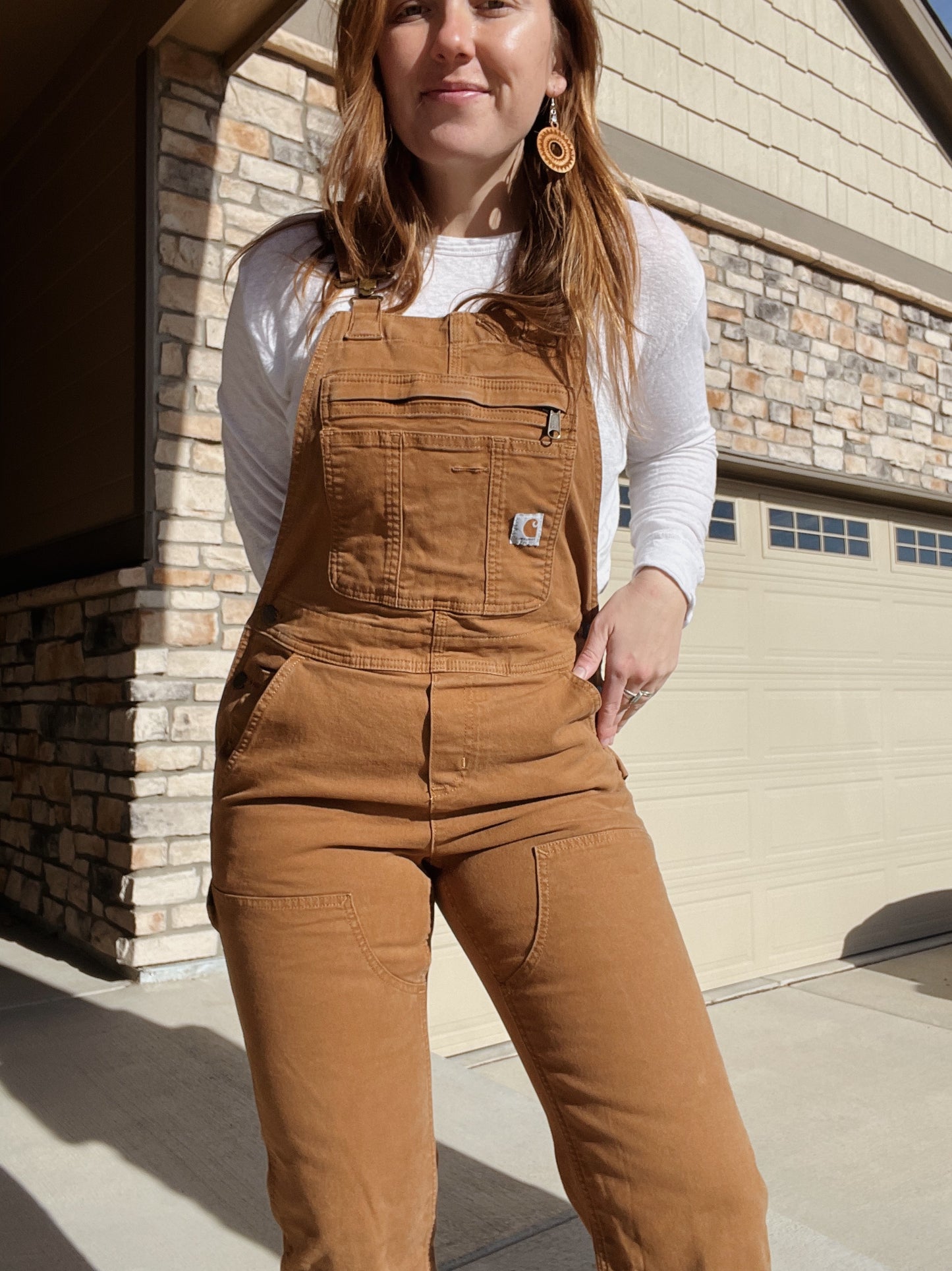 Carhartt Tan Double Knee Overalls (Women's XS)