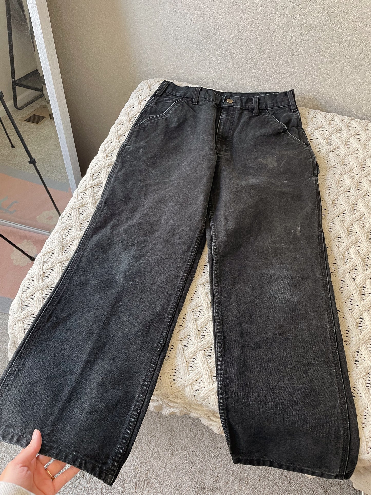 Carhartt Distressed Canvas Black Pants (30)