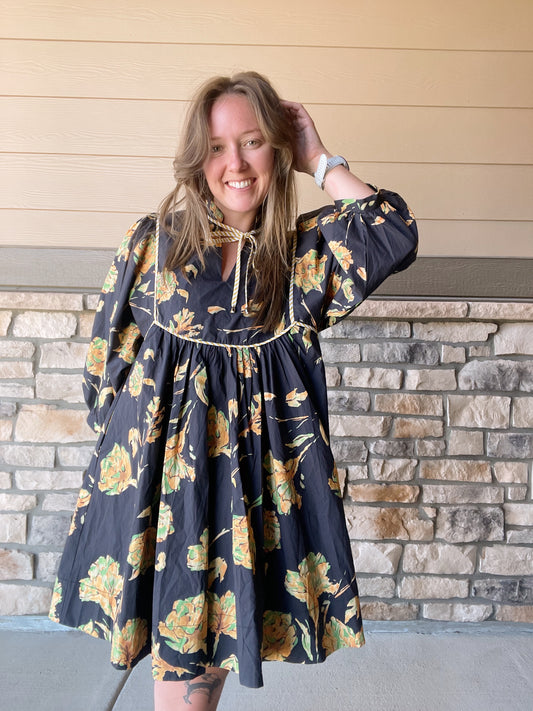 Entro Black Floral Dress (M/L)