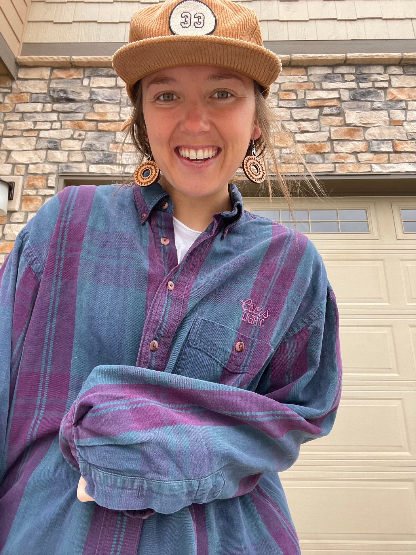 Vintage Coors Light Striped Button Down (L)