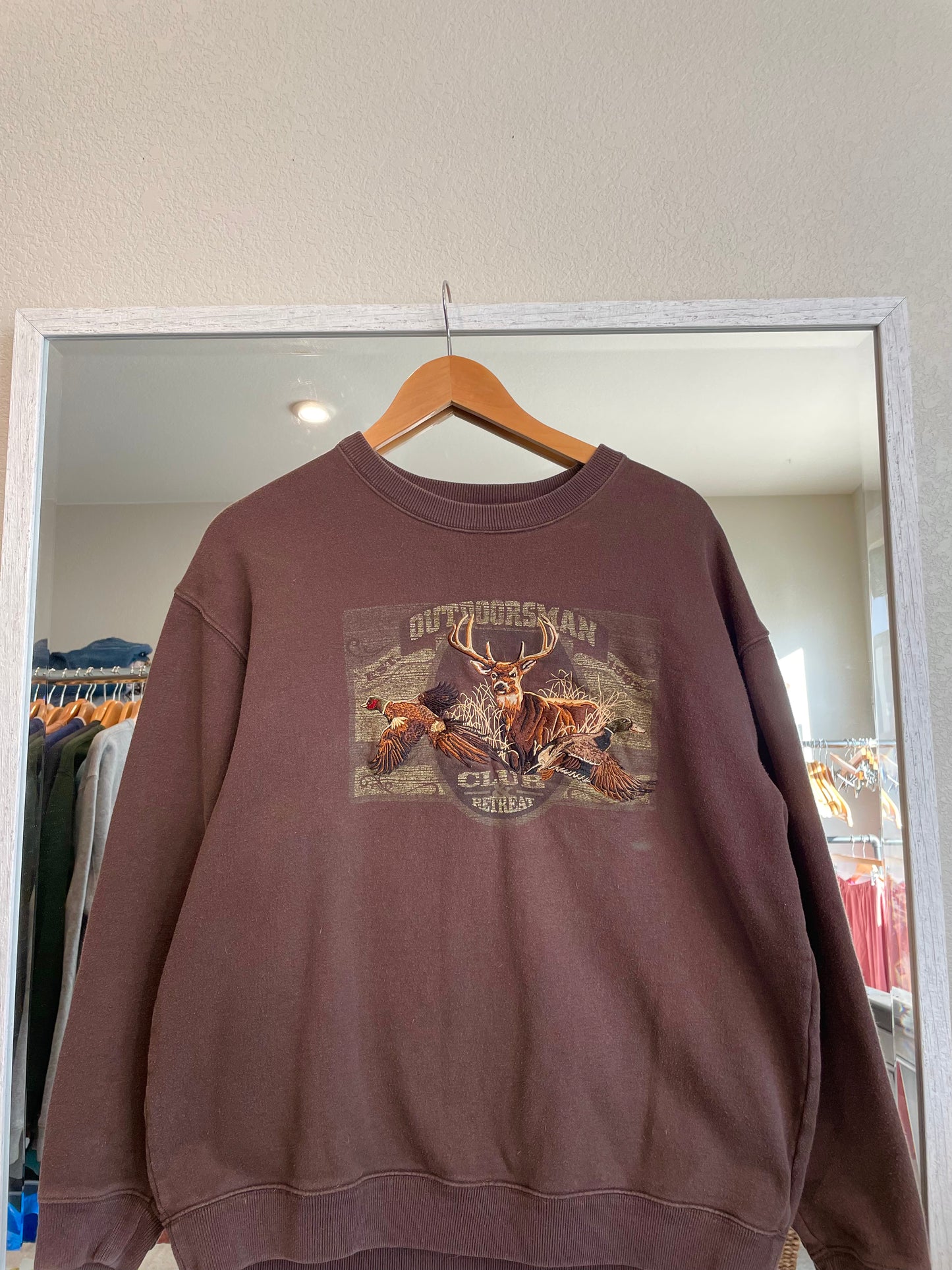 Brown Outdoorsman Embroidered Crewneck (M)