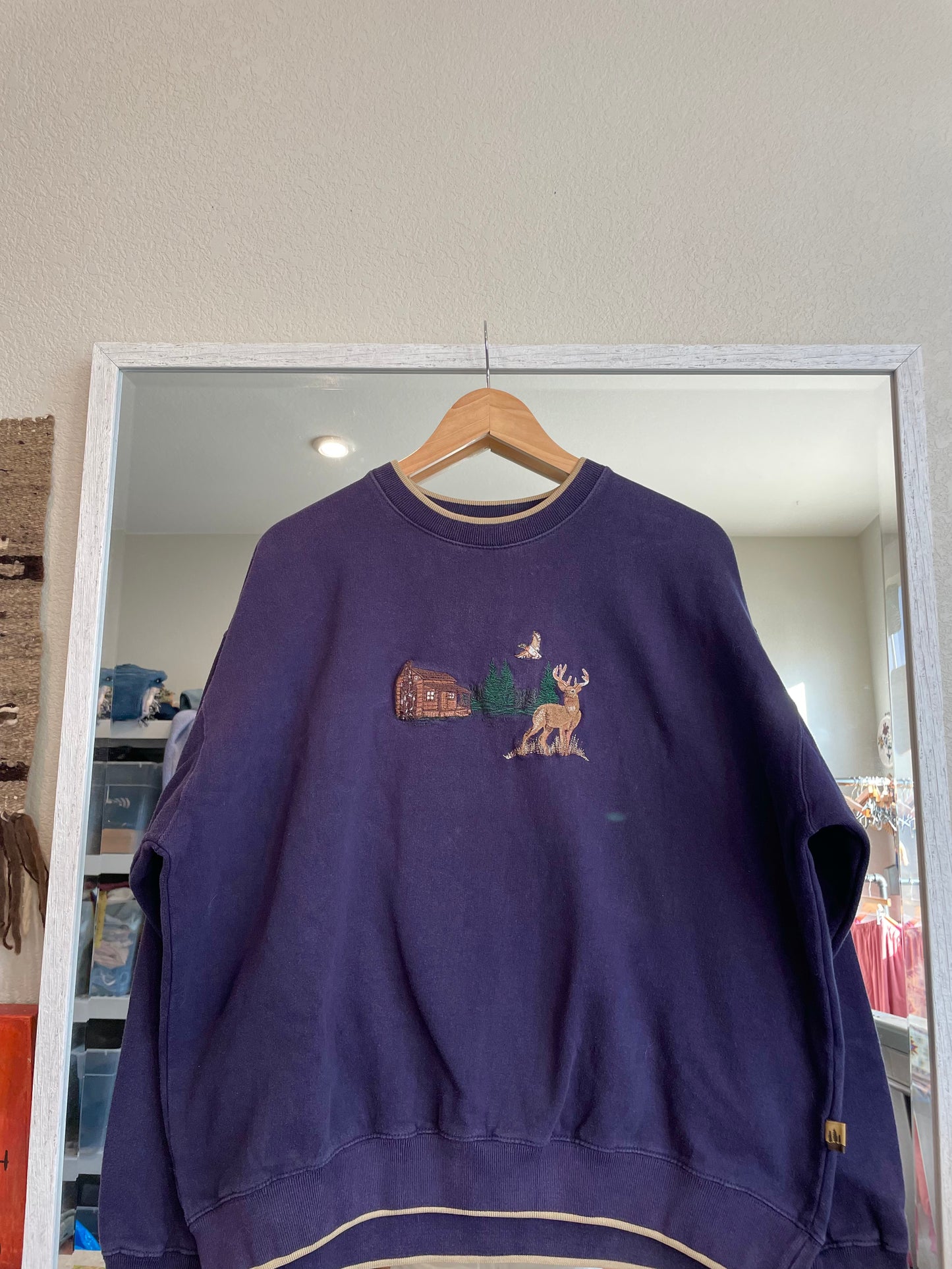 Vintage Navy Cabin Scene Embroidered Crewneck (XXL)