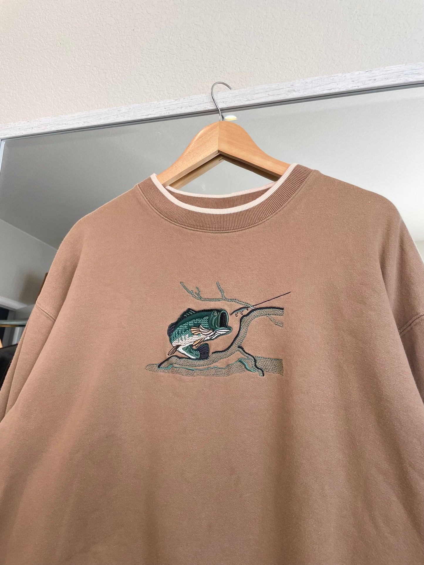 Vintage Tan Embroidered Fish Crewneck - AS IS (XL)