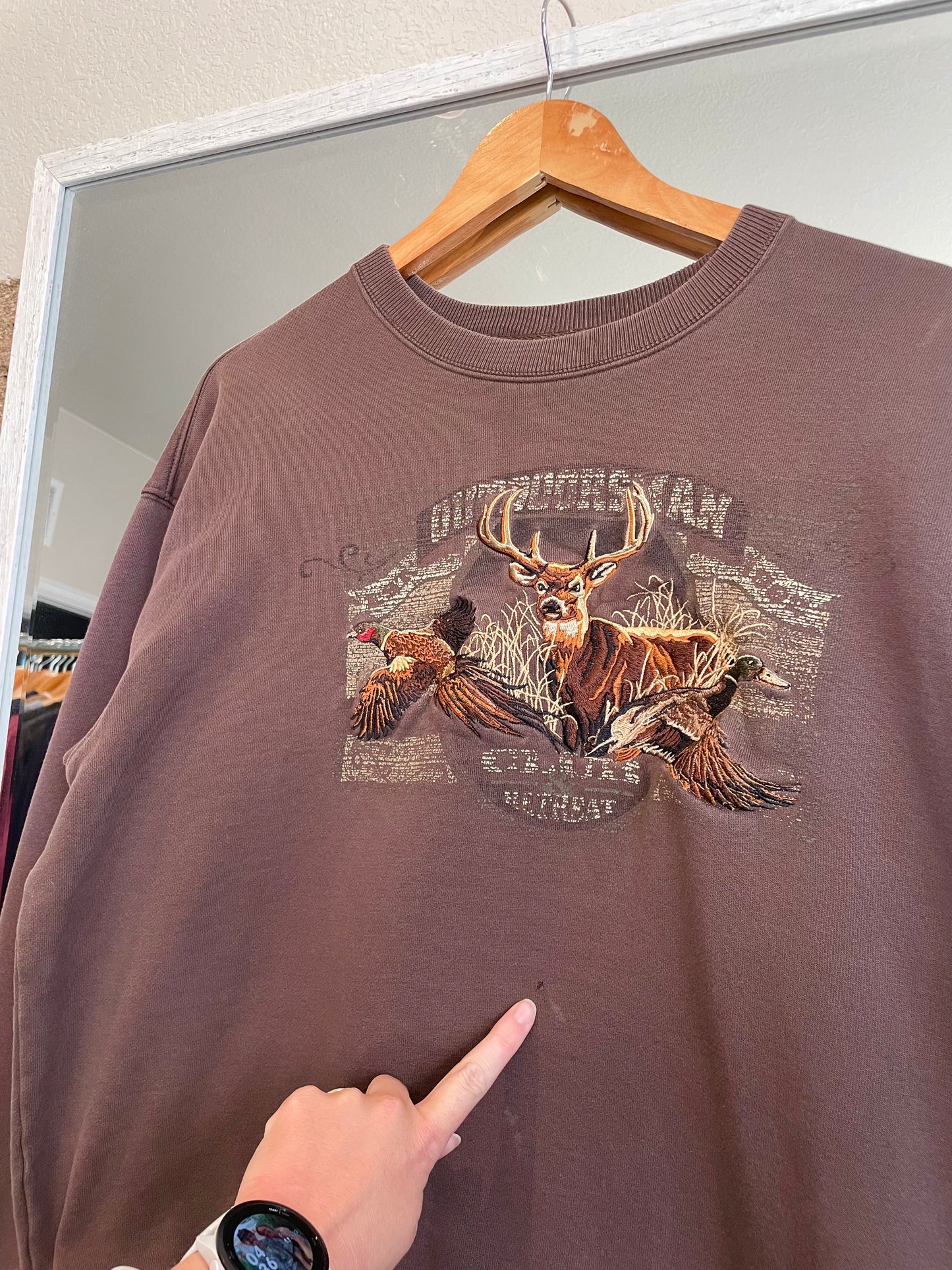 Brown Outdoorsman Embroidered Crewneck - AS IS (M)