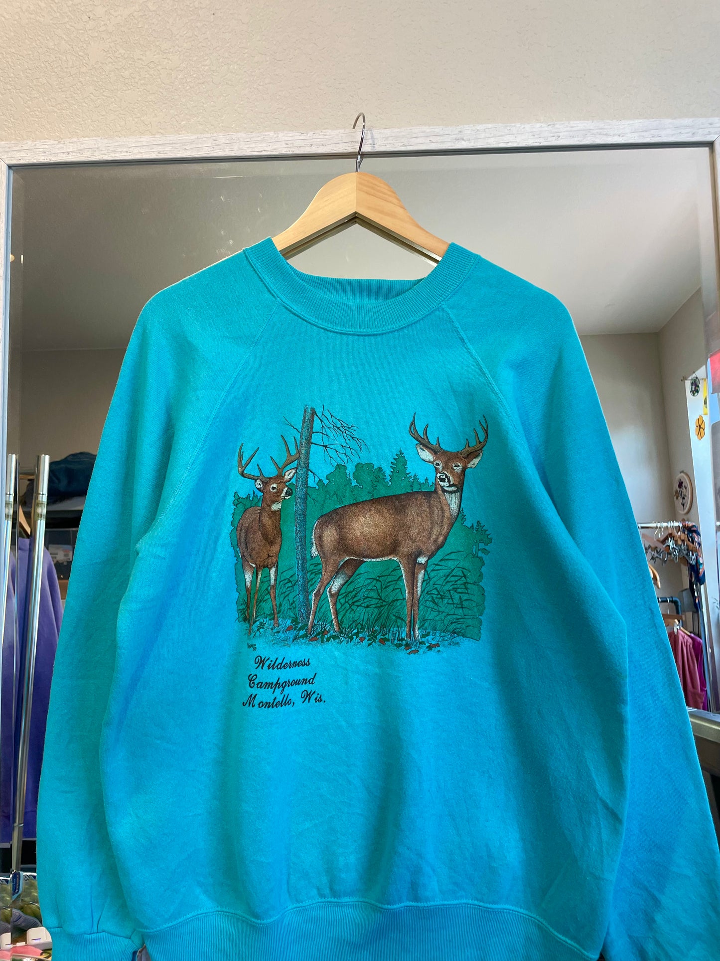 Vintage 1988 Teal Deer Crew (XL)