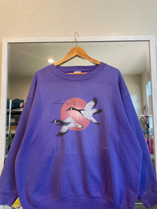 Vintage Purple Canadian Geese Crew (XXL)