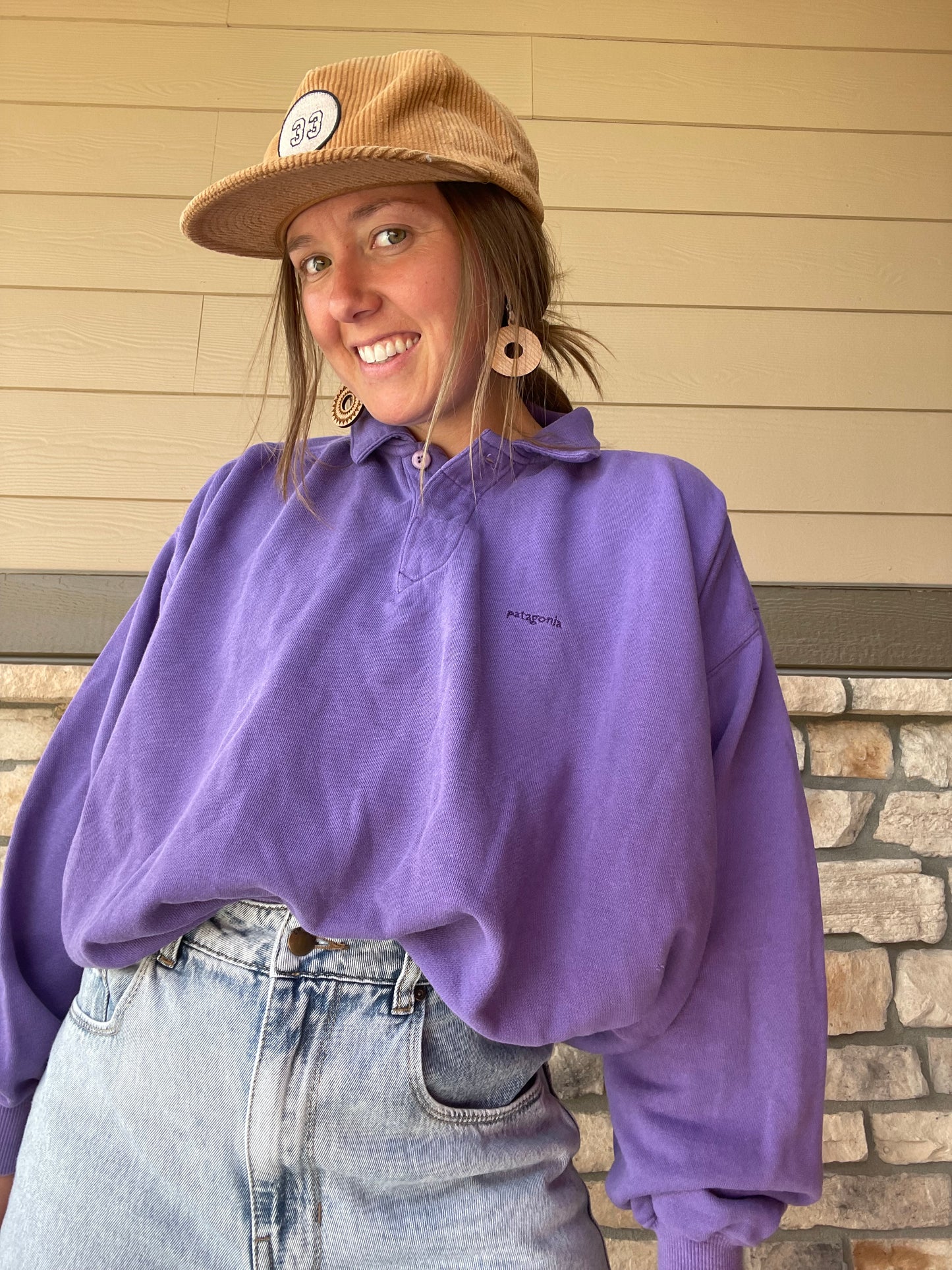 Vintage Patagonia Embroidered Collared Sweatshirt (L)