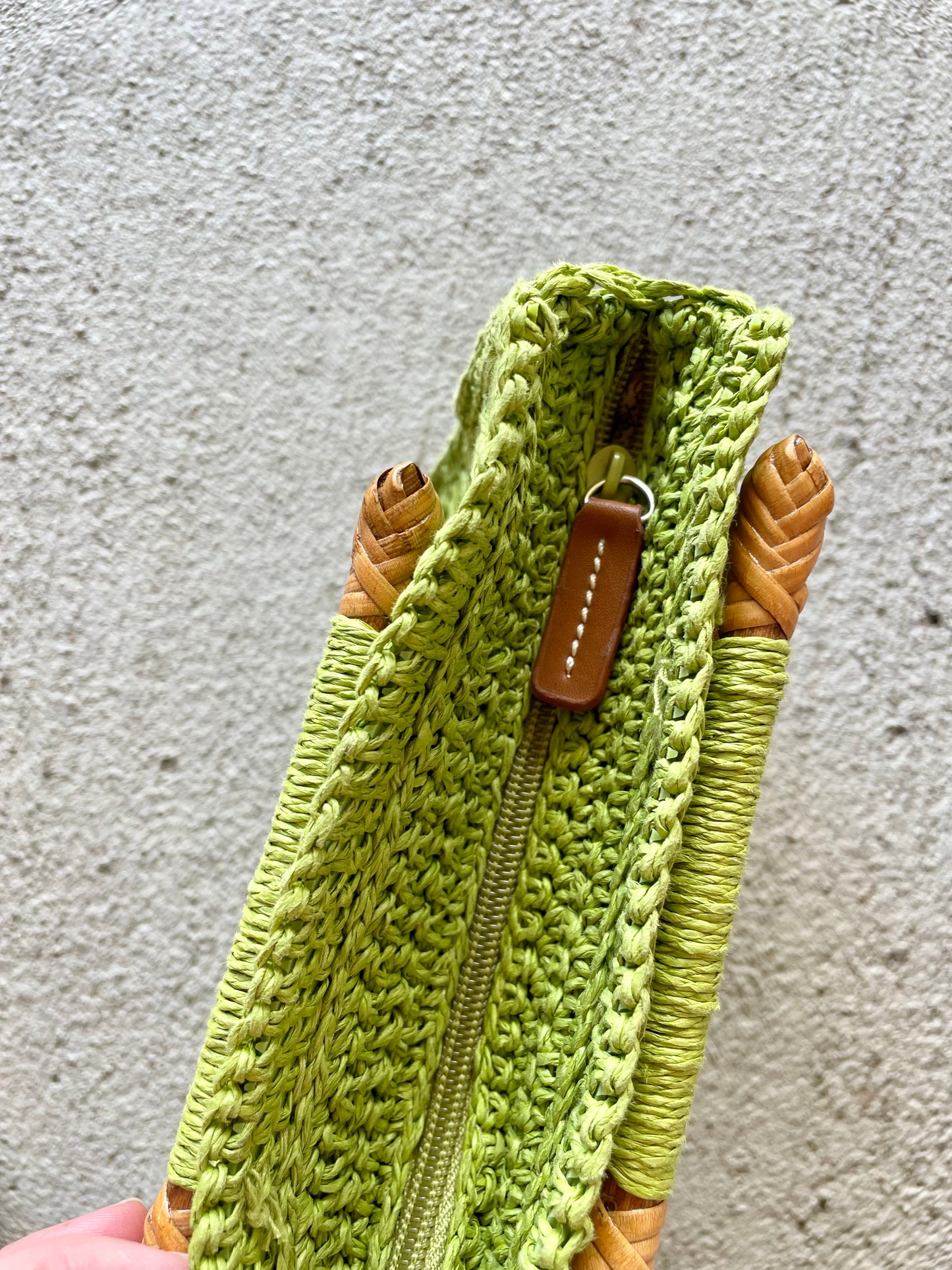 Fossil Green Straw Mini Purse