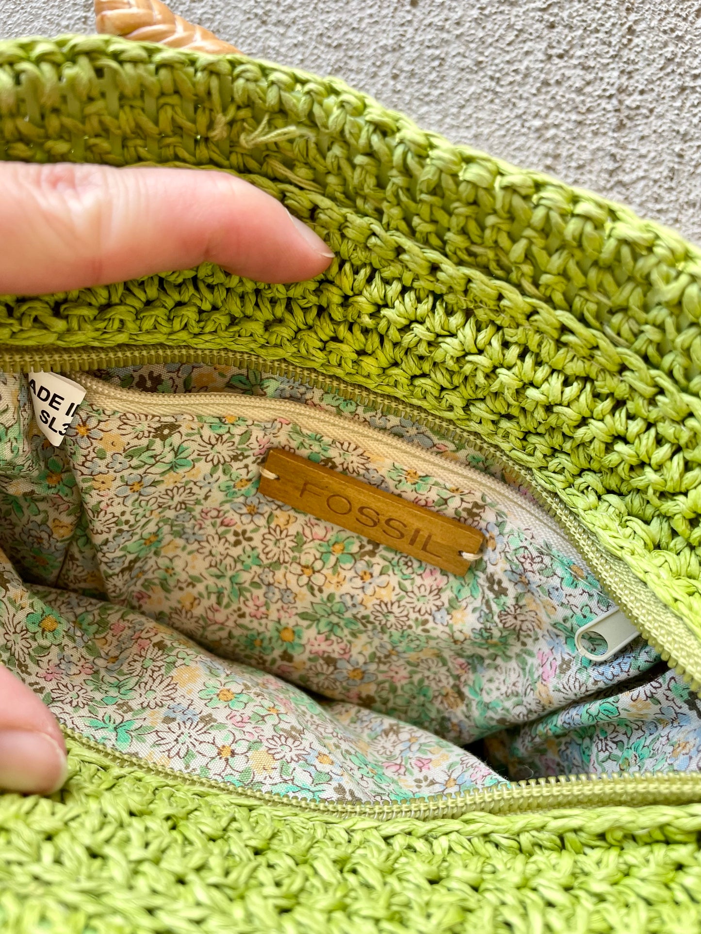 Fossil Green Straw Mini Purse