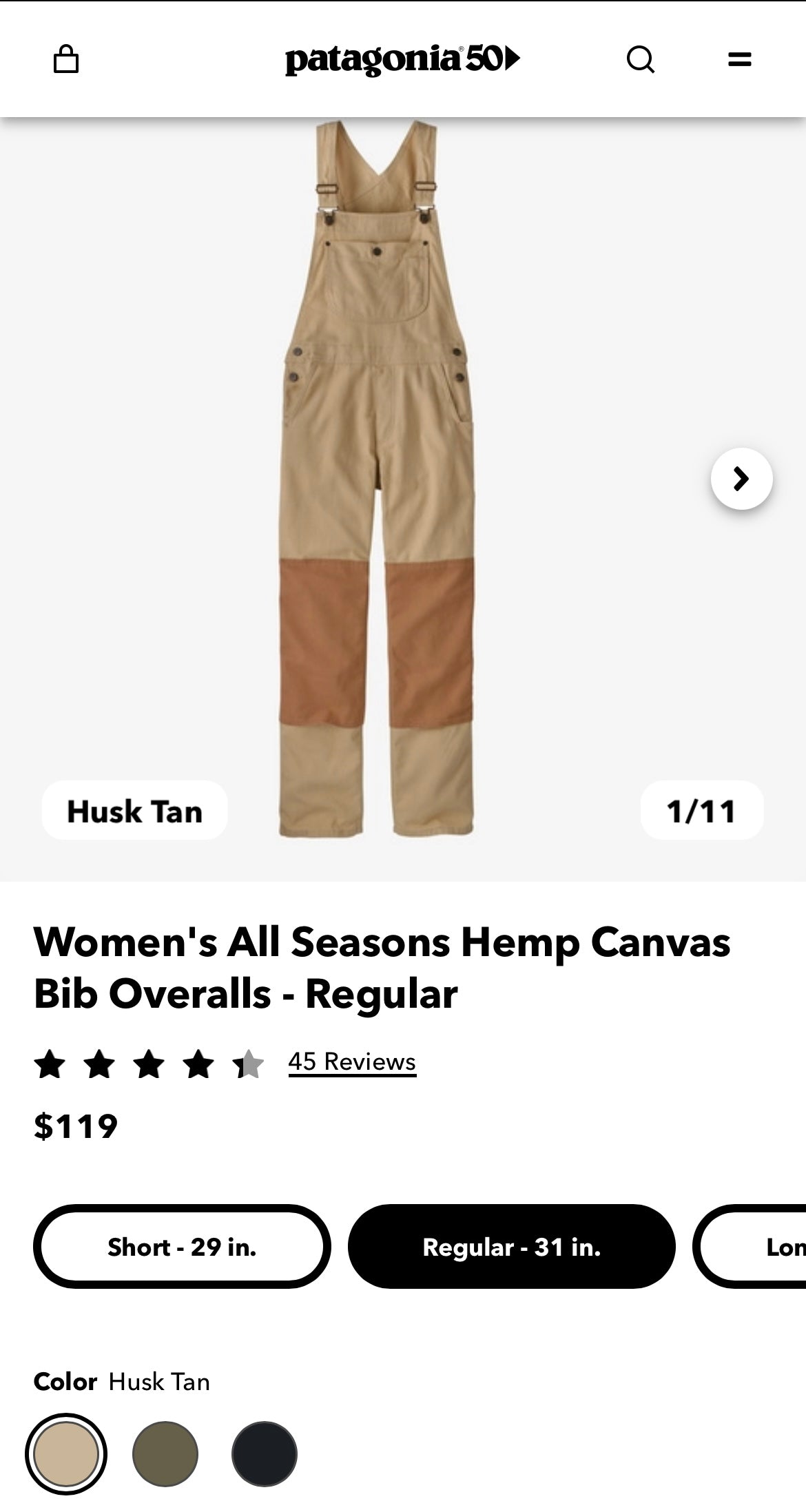 Patagonia Hemp Double Knee Canvas Overalls - NEW (S)