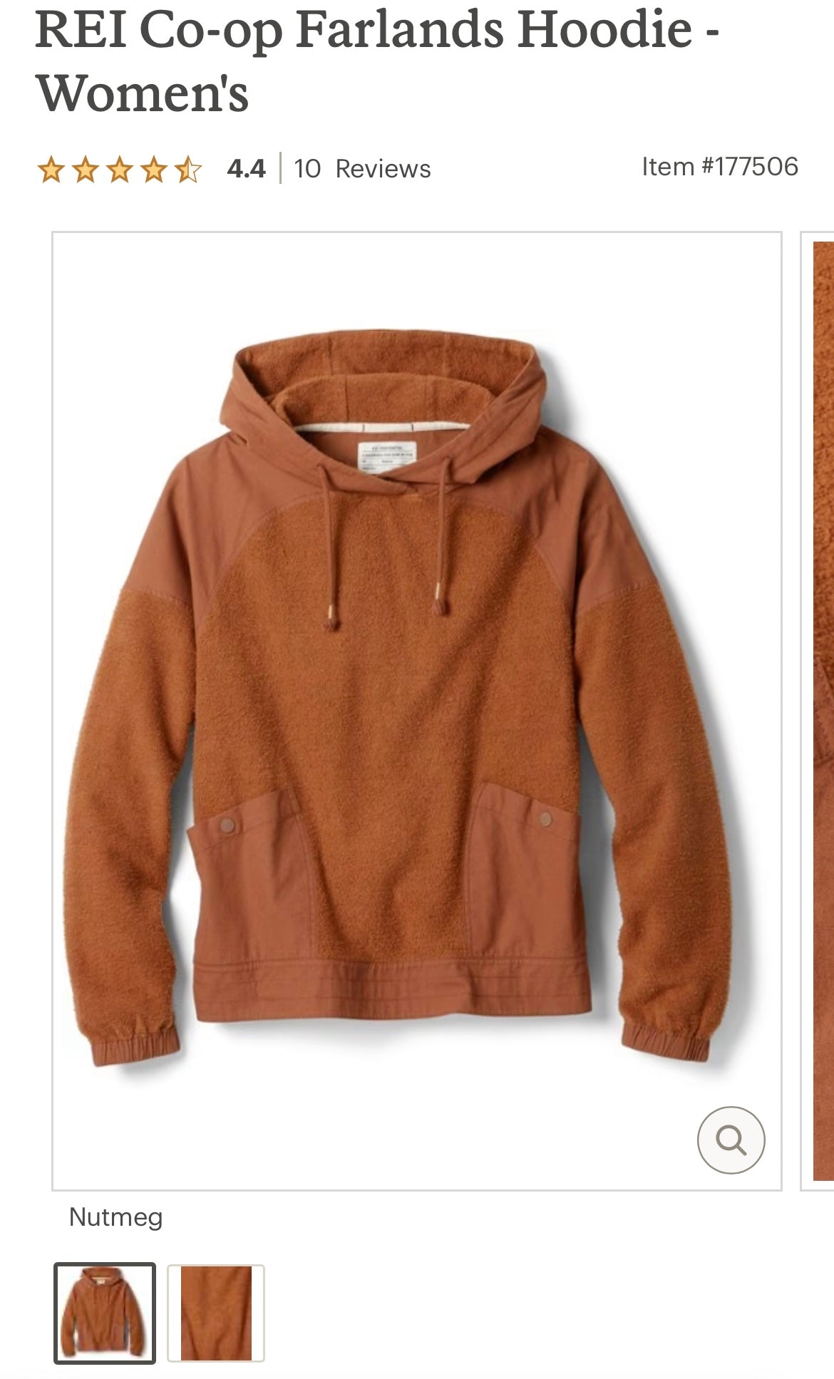 REI Hemp Farlands Hoodie in Nutmeg (Women's M)