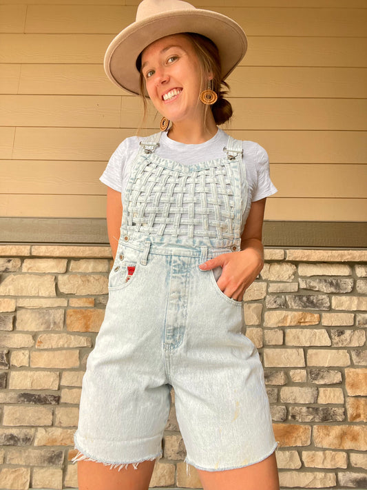 Vintage Denim Shortalls (S)