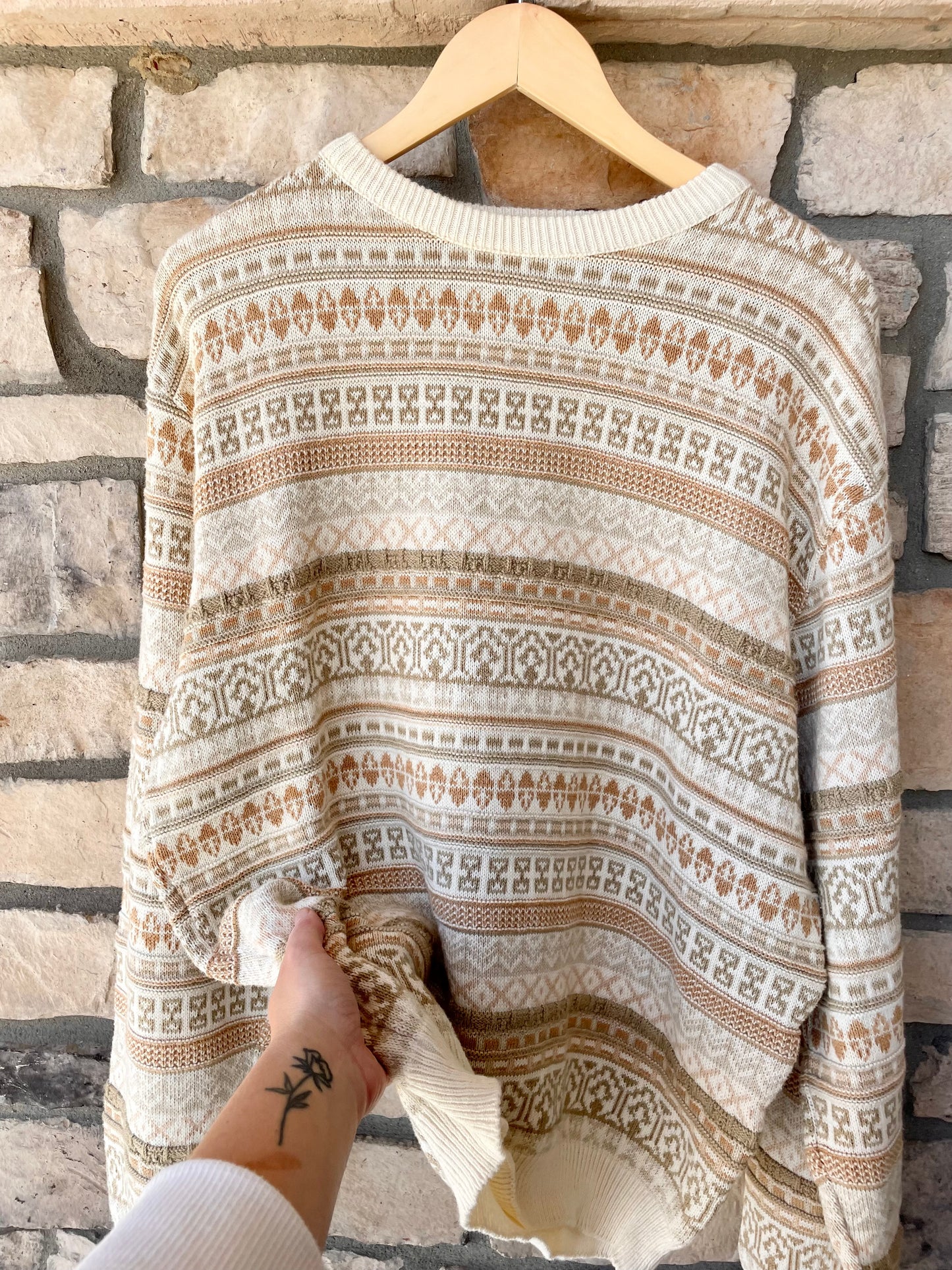 Vintage LL Bean Neutral Patterned Sweater (L)