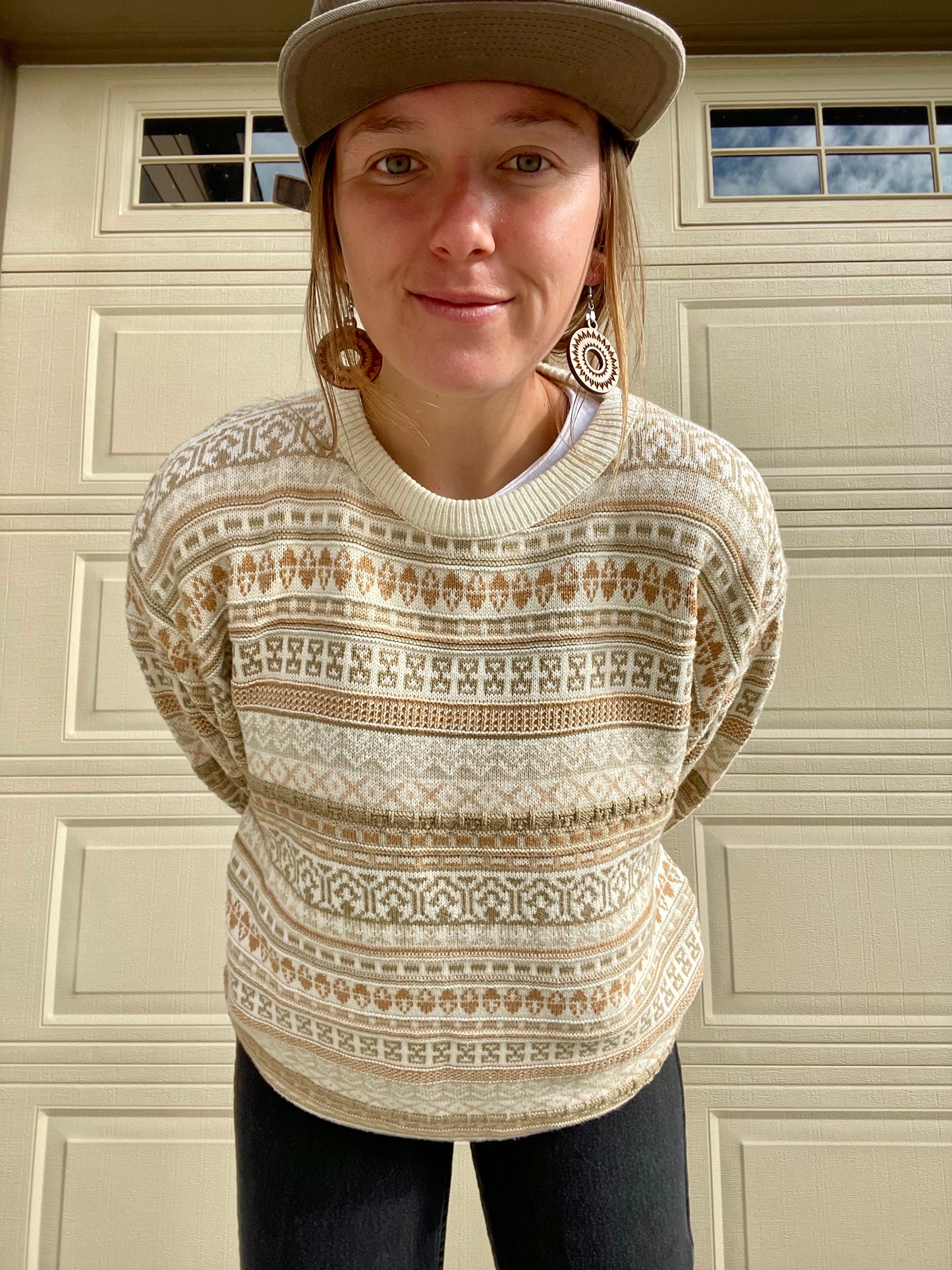 Vintage LL Bean Neutral Patterned Sweater (L)