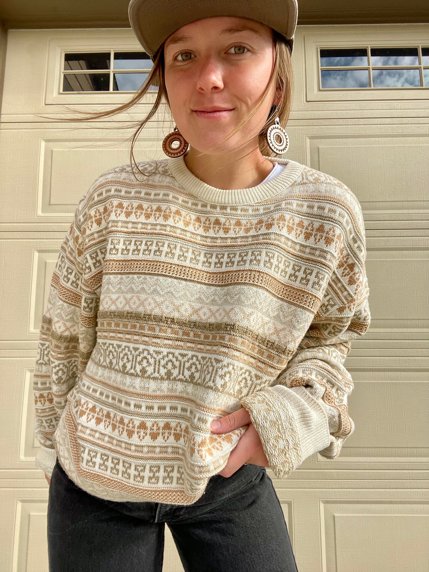 Vintage LL Bean Neutral Patterned Sweater (L)