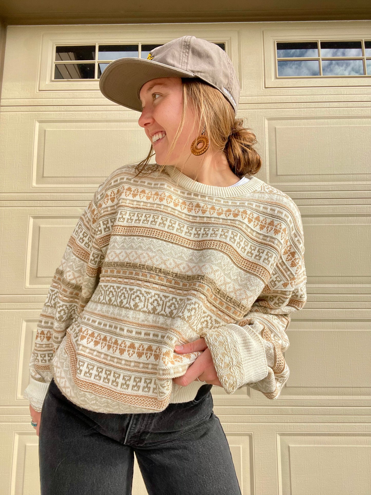 Vintage LL Bean Neutral Patterned Sweater (L)