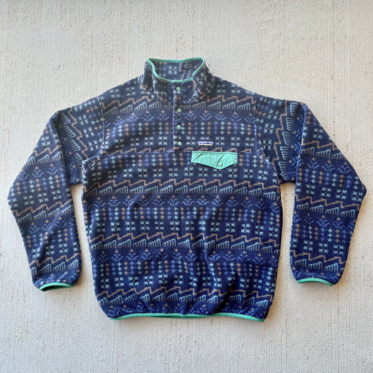 Patagonia Navy Print Snap T Fleece (M/L)