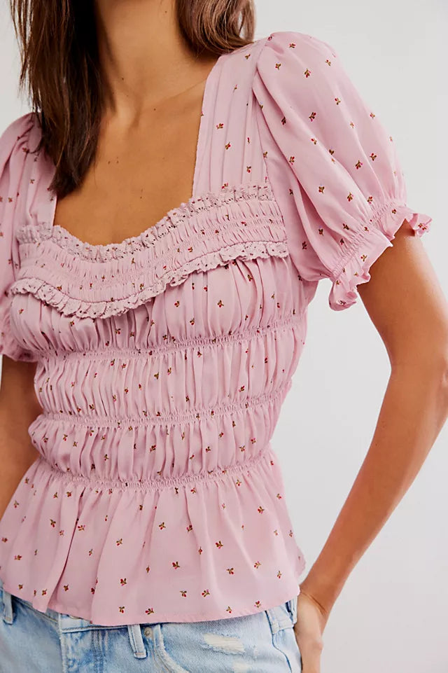 Free People Adore You Pink Blouse - NEW (S)