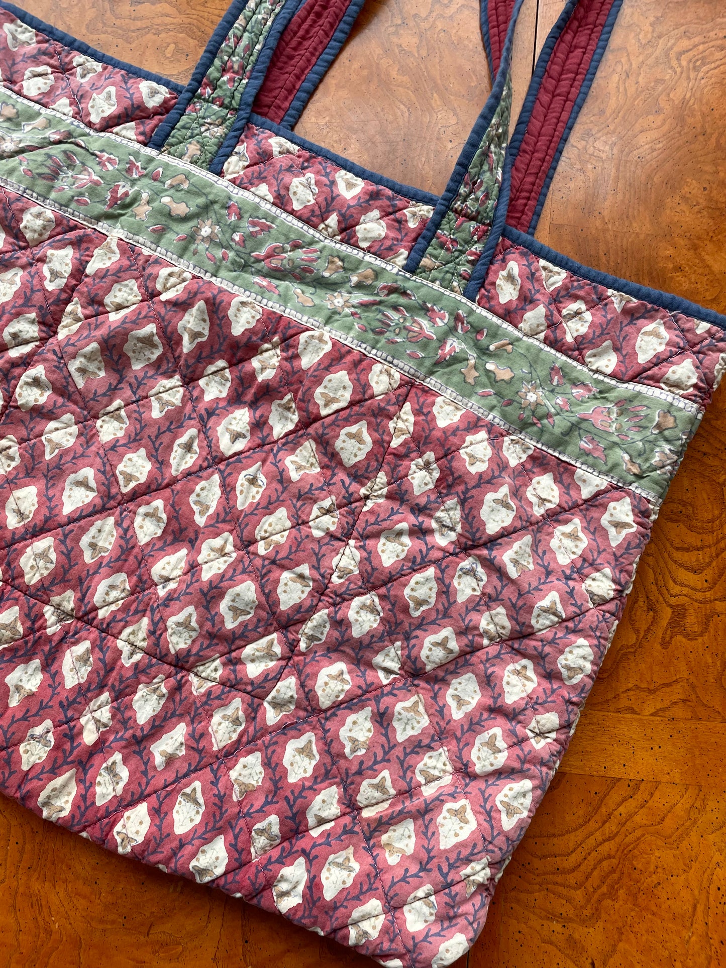 Vintage Handmade Quilted Tote Bag