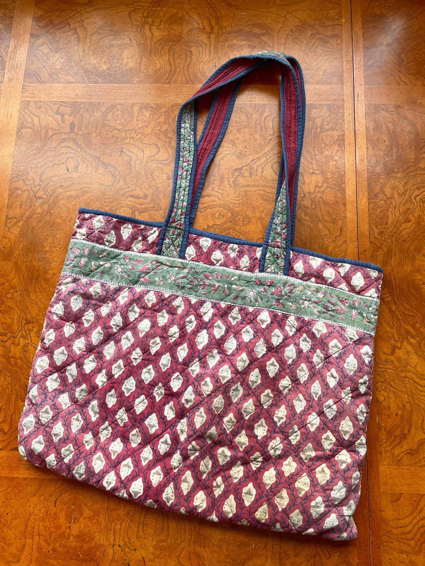 Vintage Handmade Quilted Tote Bag