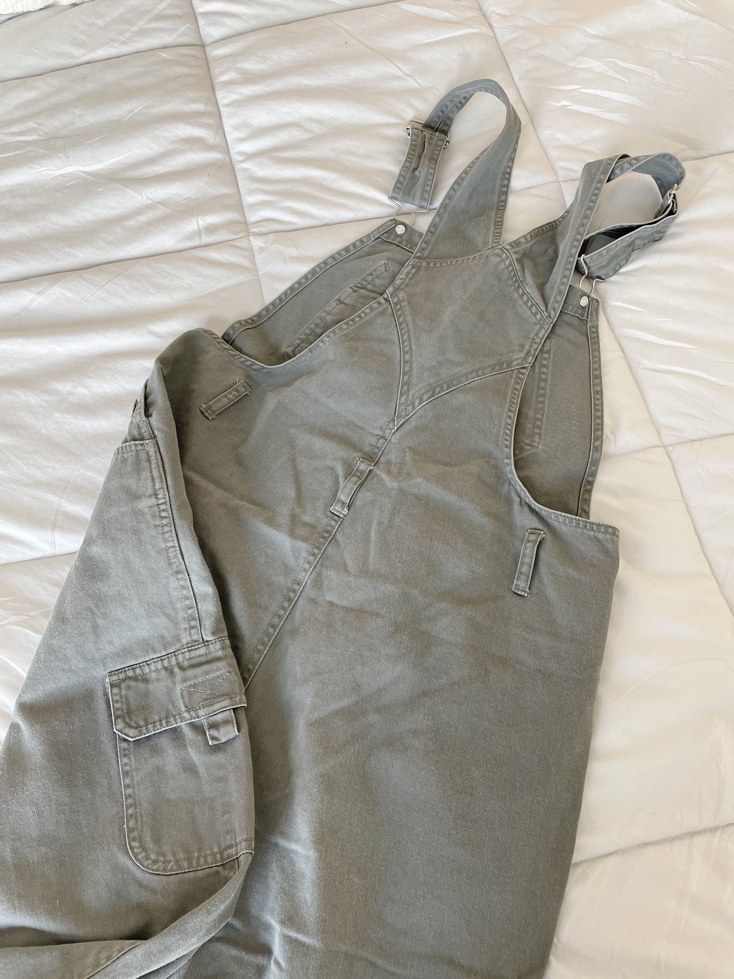 Vintage Taupe Green Cargo Overalls (M)