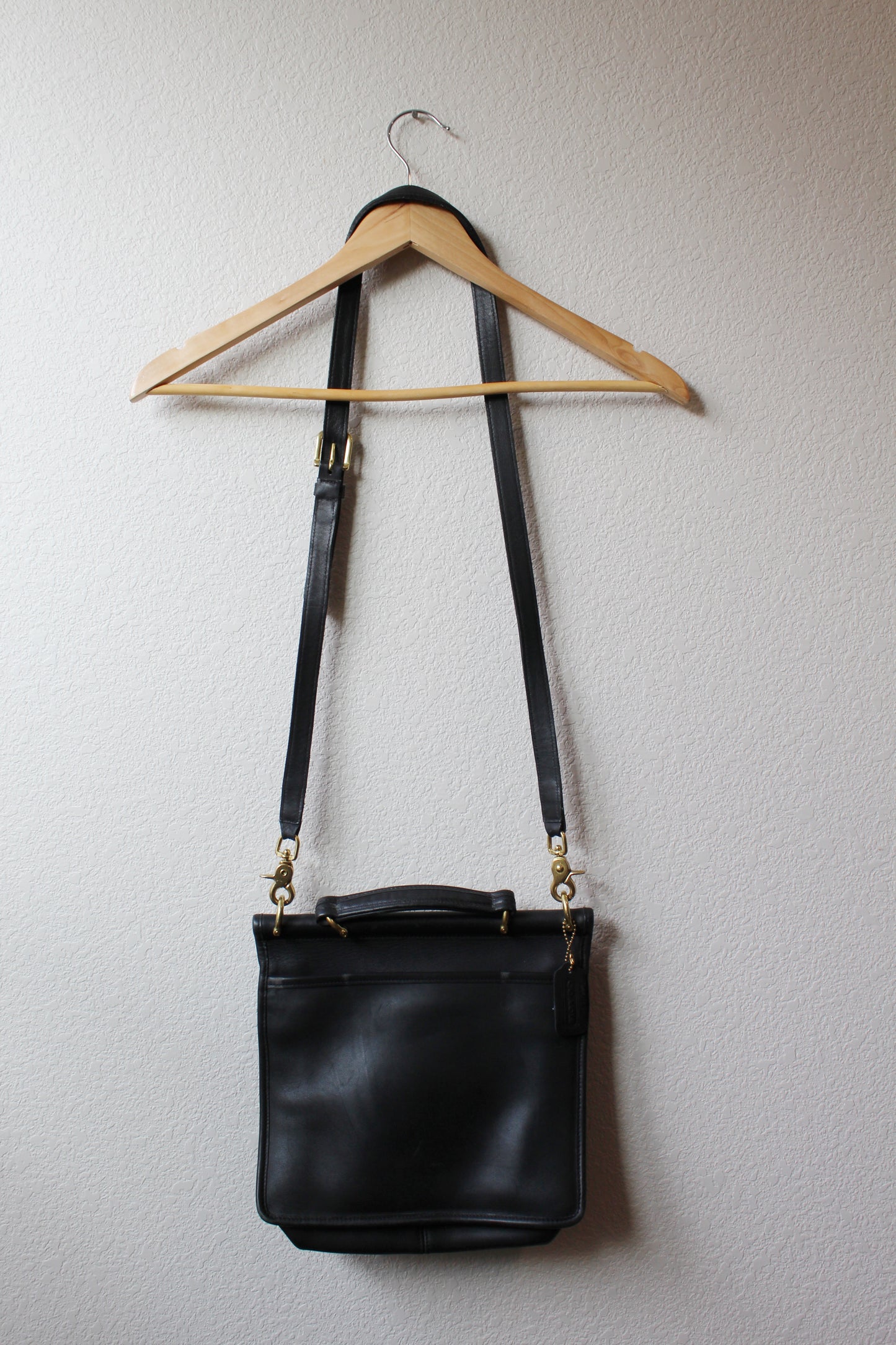 Vintage Coach Black Leather Station Bag