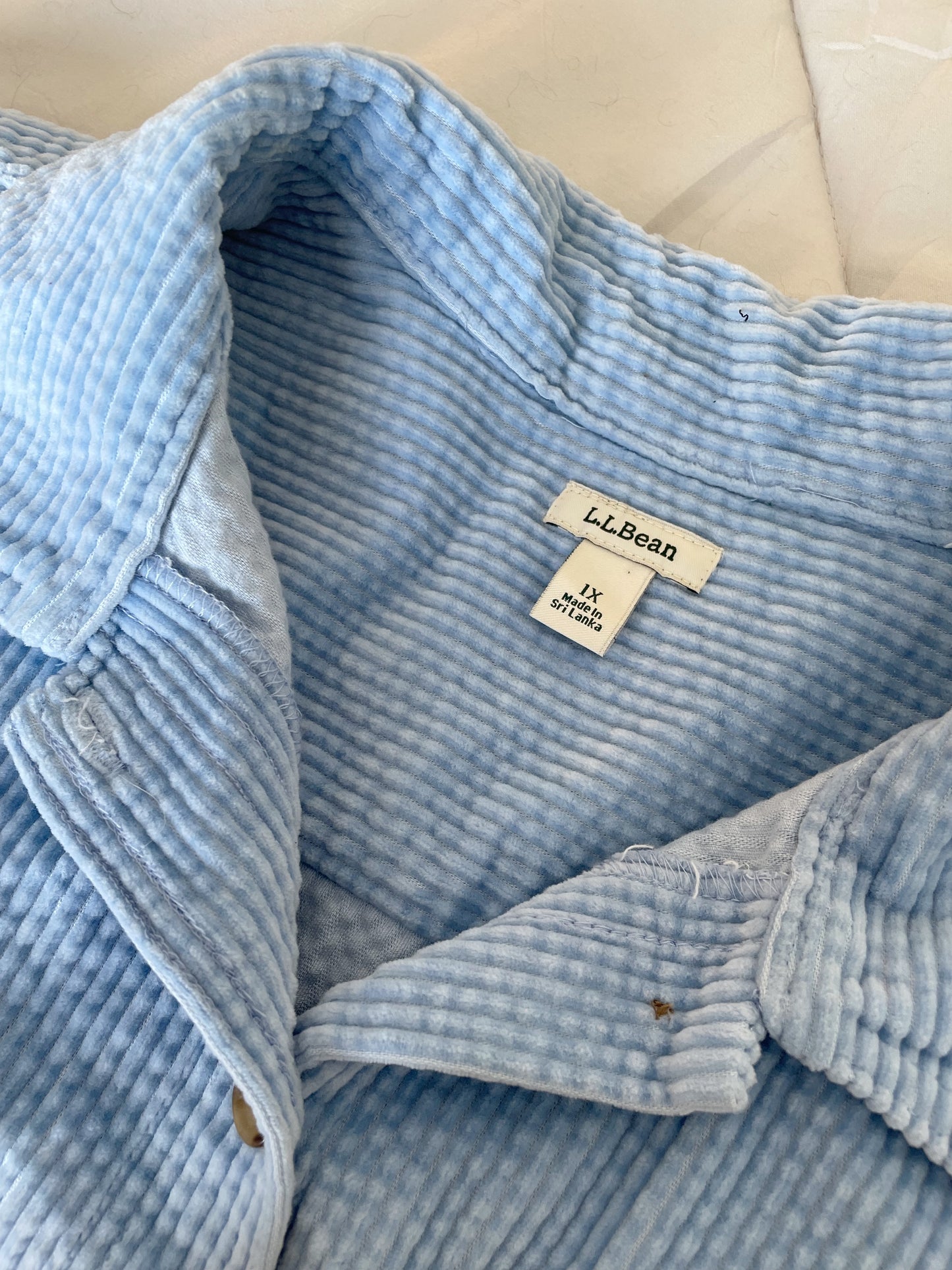 LL Bean Sky Blue Thick Corduroy Shirt (XL)