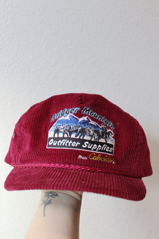 Vintage Maroon Corduroy Leather Strap Back Hat